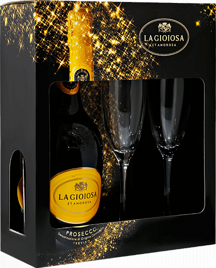 Вино игристое La Gioiosa Prosecco DOC Treviso Brut  gift box 2 glass  750 мл