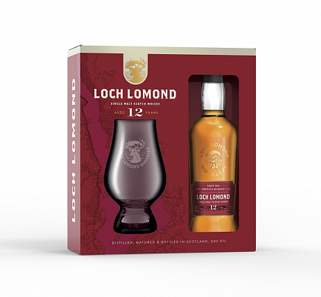 Виски LOCH LOMOND SINGLE MALT 12 Y.O. IN GIFT BOX WITH 1 GLASS  200 мл
