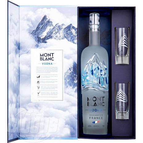 Водка Mont Blanc gift box with 2 shots 1000 мл