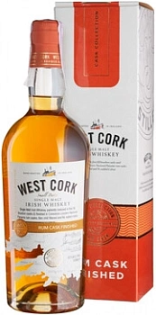 Виски West Cork Small Batch Rum Cask Finished Single Malt Irish Whiskey gift box 700 мл