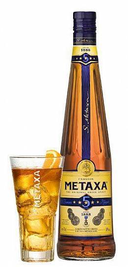 Бренди Metaxa 5* gift box with a glass   700 мл