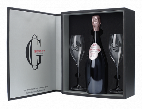Шампанское Gosset Celebris Rose Extra Brut  Assortiment 2 flutes cristal souffle