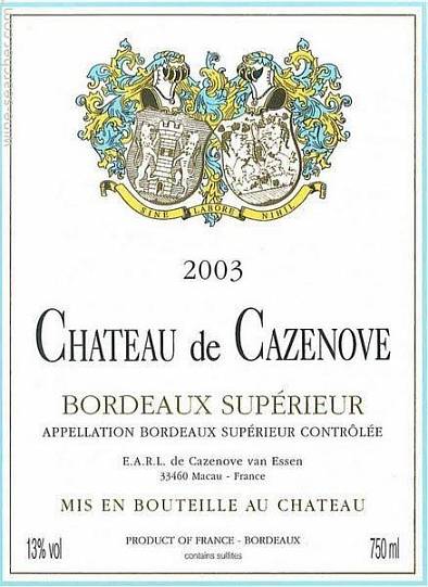Вино Chateau de Cazenove   2014 750 мл
