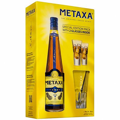 Бренди Metaxa 5* Метакса 5* в подарочной упаковке с бо