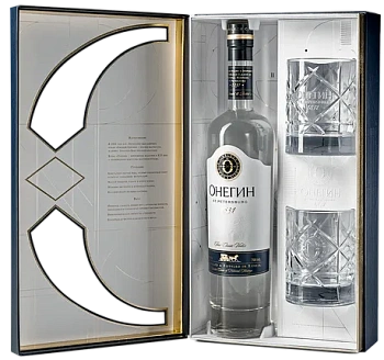 Набор водка  Онегин в подарочной упаковке с 2 бокалами 700 мл