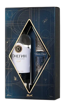 Набор водка Онегин в подарочной упаковке с 2 рюмками 700 мл  40%