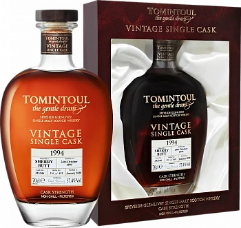 Виски Tomintoul Speyside Glenlivet Vintage Single Cask Single Malt Scotch Whisky 1994  700 мл