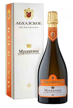 Игристое вино "Абхазское шампанское Мускатное" полусладкое белое  750 мл