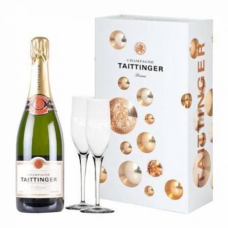 Шампанское  Taittinger  Brut Reserve with 2 Glasses  gift box 750 мл