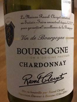 Вино Raoul Clerget Bougogne Chardonnay Рауль Клерже Бургонь Шардоне АOР 750 мл