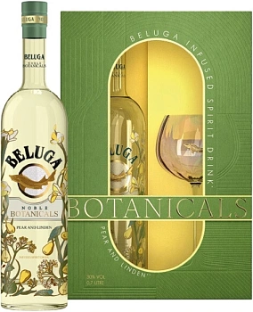 Набор настойка Beluga Noble Botanicals Pear and Linden  Белуга Нобл Ботаникалс Груша и Липа  700 мл  30%  + бокал