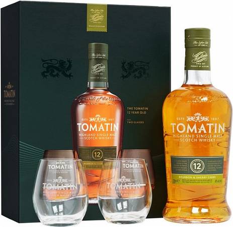 Виски Tomatin 12 years gift box with 2 glasses  700 мл