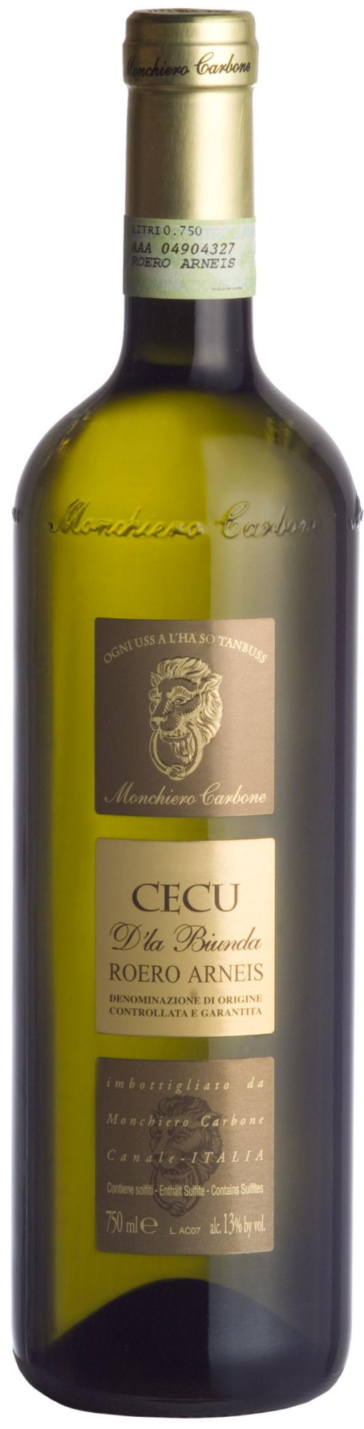 Вино Monchiero Carbone Cecu dLa Biunda DOCG Roero Arneis Монкьеро Карбоне Чеку д'ля Биунда Роеро Арнеи 2017 750 мл