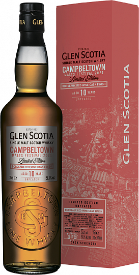 Виски Glen Scotia, Bordeaux Cask Finish 10 Years Old  in gift box      700 мл