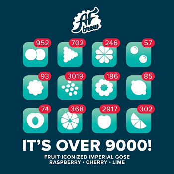 Пиво  AF Brew  It’s Over 9000!   Raspberry • Cherry • Lime   АФ Брю Итс овер 9000! Малина Вишня  Лайм ж/б 330  мл