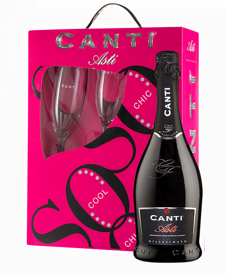 Игристое вино Canti Asti DOCG gift box + Glasses  2017   750 мл