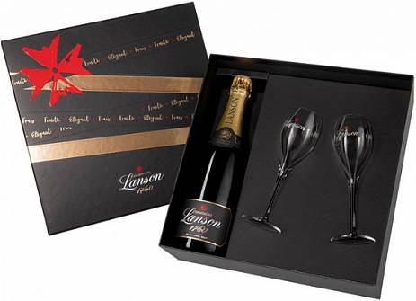 Шампанское Lanson  Le Black   Brut + 2 glasses gift box  750 мл