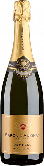 Игристое вино Baron d'Arignac Blanc de Blancs Demi-Sec 750 мл 