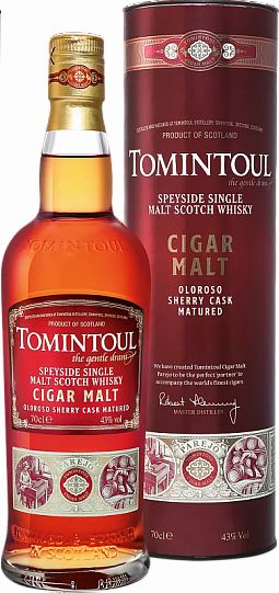 Виски Tomintoul Cigar Malt Speyside Single Malt Scotch Whisky  gift box 43% 700 мл