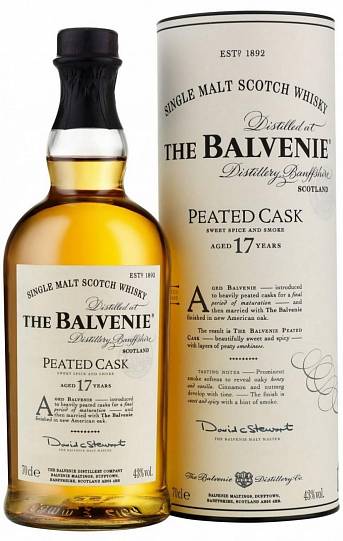 Виски Balvenie Peated Cask 17 Years Old gift tube  700 мл