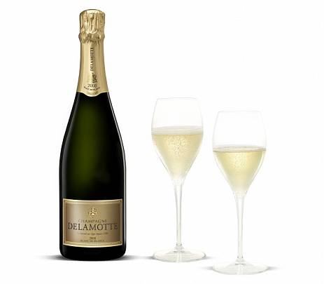 Шампанское Delamotte Blanc des Blancs +  2 glasses  gift in box Деламотт