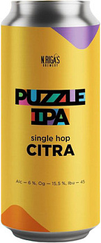 Пиво N.Rigas Puzzle IPA  Citra  Нью Ригас  Паззл ИПА  Цитра  ж/б 450 мл