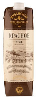Вино Союз-Вино Кубанское Традиционное красное сухое 1000 мл