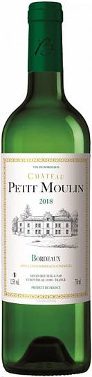 Вино Chateau Petit Moulin  Blanc  Bordeaux AOC white  2018   750 мл