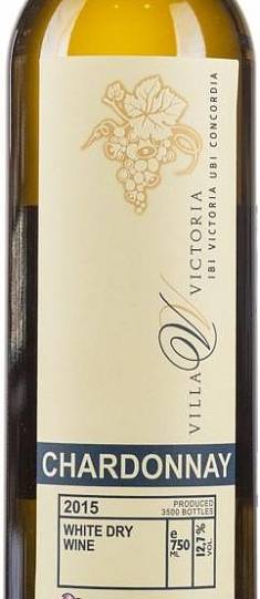 Вино  Villa Victoria Chardonnay  2016 750 мл