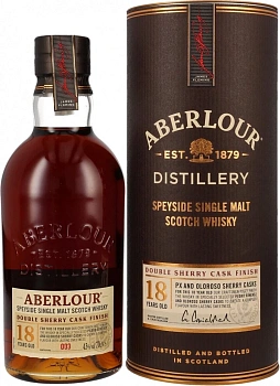 Виски Aberlour 18 Years Old Double Sherry Cask Finish in tube  700 мл