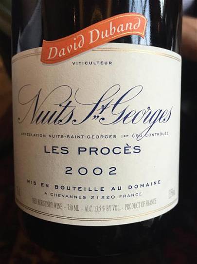 Вино Domaine David Duband Nuits-Saint-Georges 1er сru Les Procès  2015 750мл