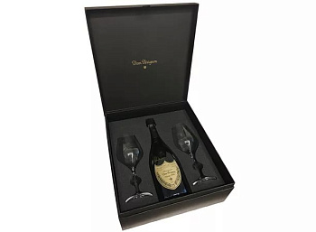 Шампанское Dom Perignon Дом Периньон 2008 в подарочной упаковке с бокалами   750 мл
