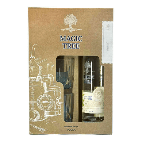 Водка  Magic Tree  Mulberry   gift box with a glasses   500 мл   40%