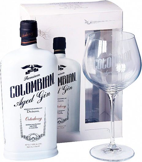 Джин Premium Colombian Aged Gin Ortodoxy gift box + glass 700 мл